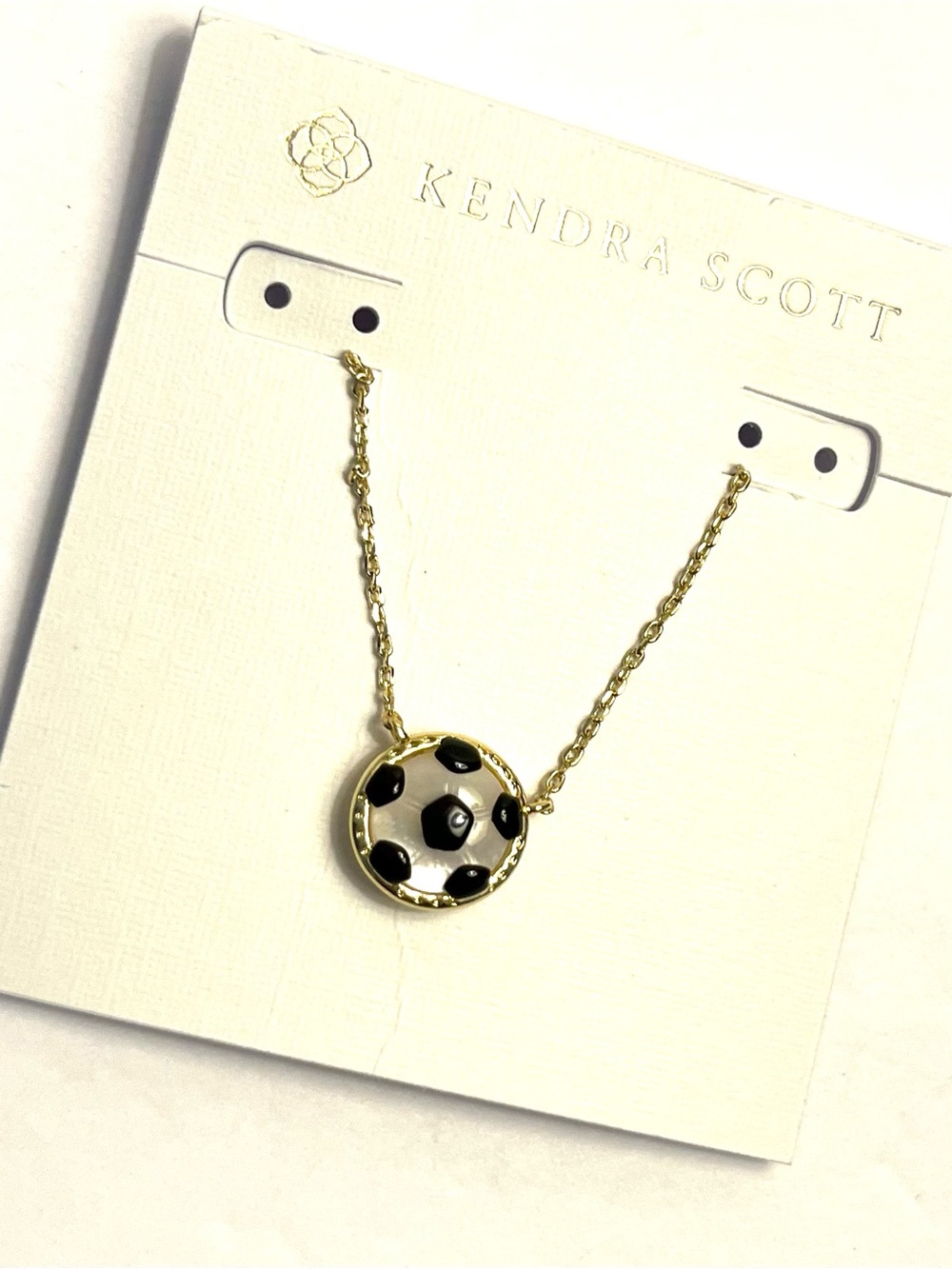 Kendra Scott Soccer Gold Tone Necklace New With Dustbag Gift Sports Jewelry